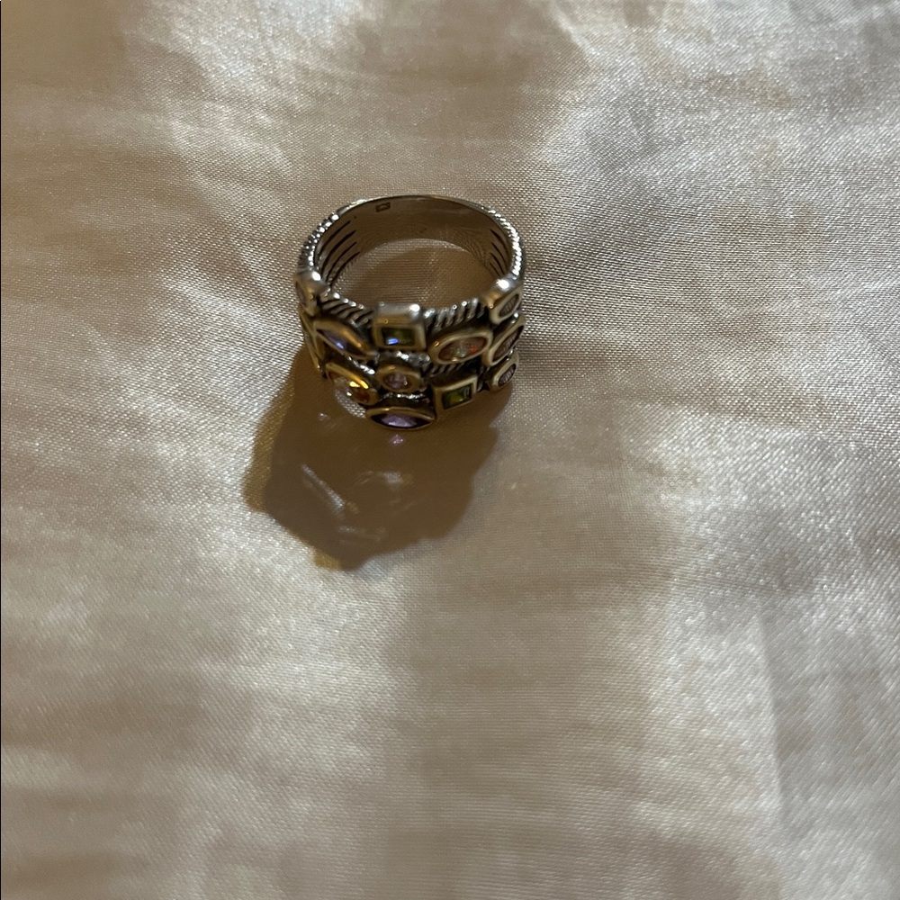 Silver Ring with Multicolor Gemstones